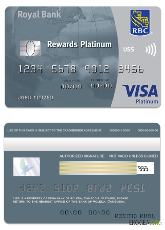 Carte Visa Platine de la Banque Royale de la Barbade template Carte Visa Platine de la Banque Royale de la Barbade template